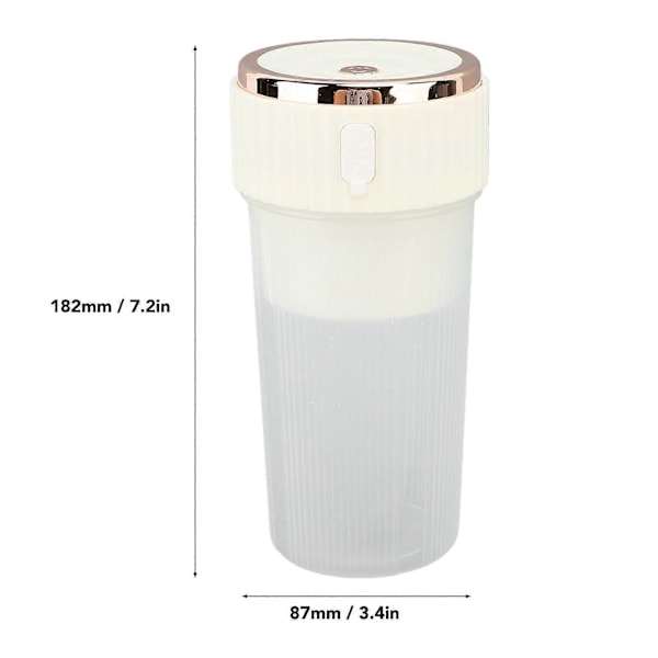 Blenderkopp Beige 300ml 1500mAh USB Oppladbar Trådløs 22000rpm Smoothie Blenderkopp med 3D-blader for Shakes og Juice