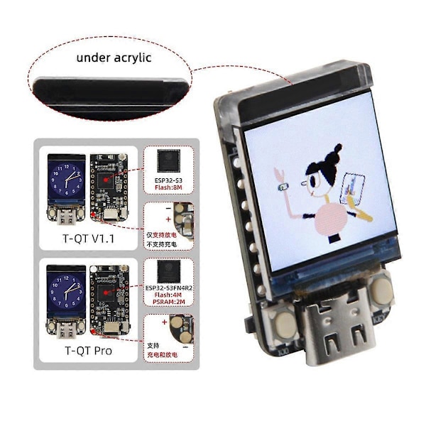 NerdMiner T-QT ESP32S3 GC9A01 0,85 tuuman LCD-moduuli kotelolla Nerd Miner Bitcoin Solo Lottery Miner BTC Miner S3FN8 -laitteelle