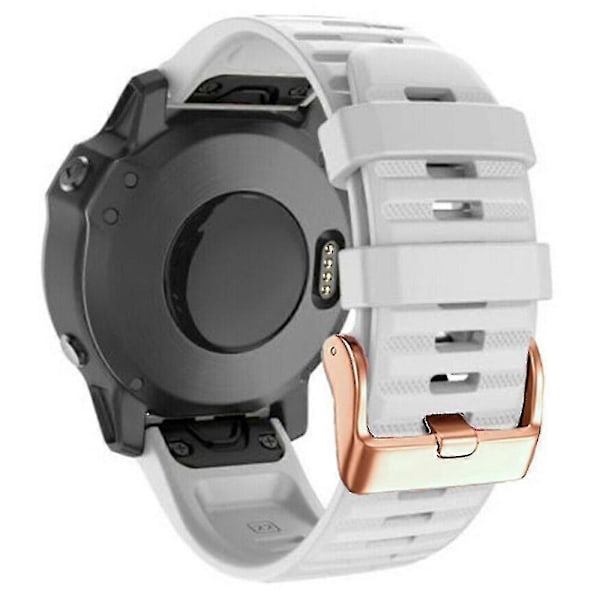 Kellon rannekkeet Garmin Fenix 7s / 6s Pro / 5s Plus / Instinct 2s -kelloille, vaakasuorat raidat silikoninen 20mm ranneke ruusukultaisella soljella White