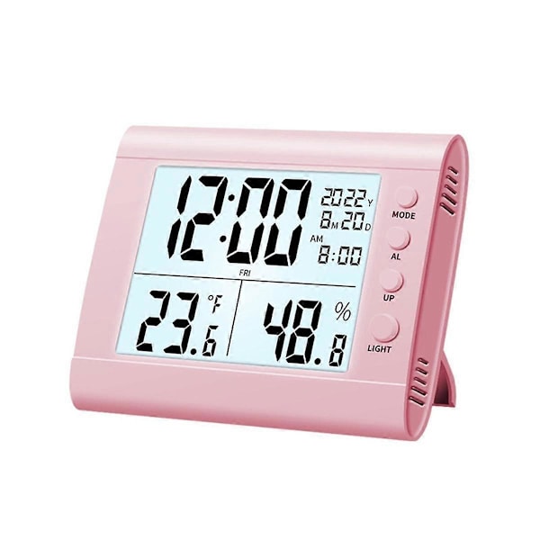 LED Display Elektronisk Klocka med Dag och Datum Stereo Digital Display Snooze Väckarklocka Inomhustemperatur Bordsklocka, C