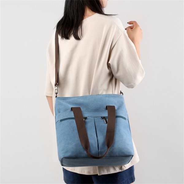 Fashion Canvas Dam Axelväska Dam Messenger Crossbody Väska Kvinnlig Tote Axelväska Crossbody Väskor Black