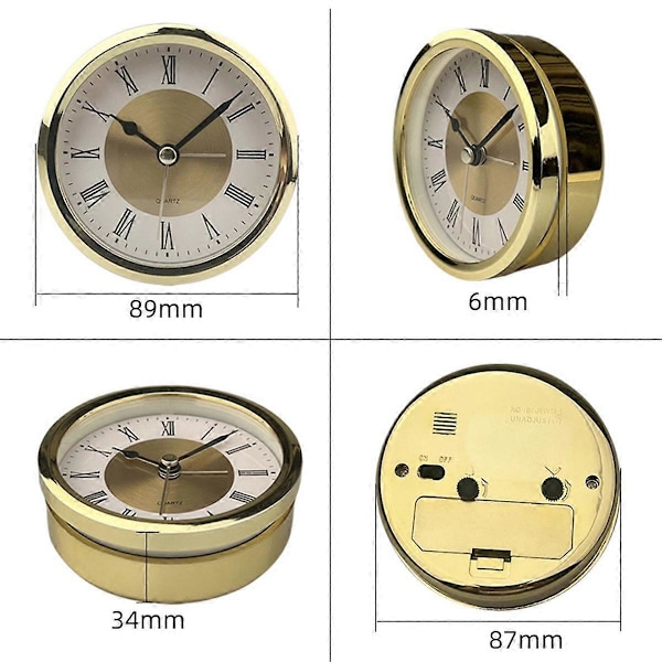 89mm Kvarts Klocka Retro Romerska Siffror Klocka Enkla Klocktillbehör Inlagd Hantverksklocka