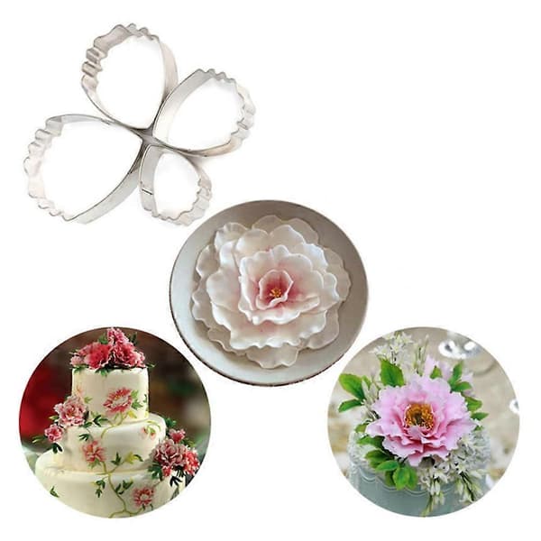 7 st Pion Blomma Kakform Tårtform Dekorering Fondant Bröd Bakverktyg