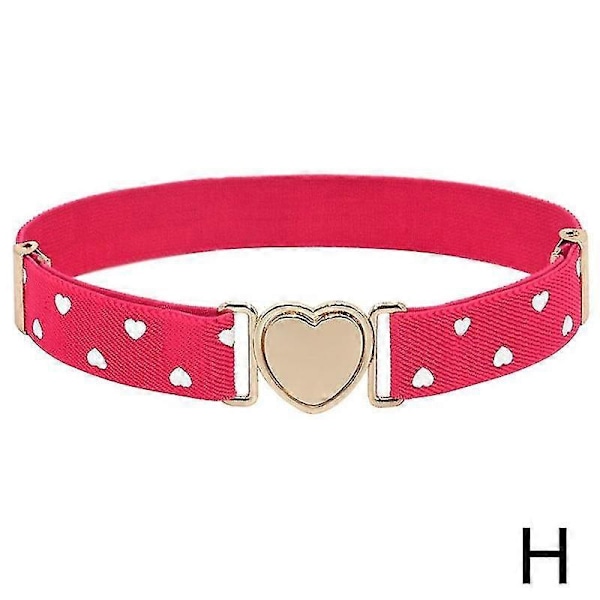 Elastiska Bälten för Flickor, Justerbart Midjebälte för Tonåringar, Hjärtformad, NYTT. Bälte Rose red heart
