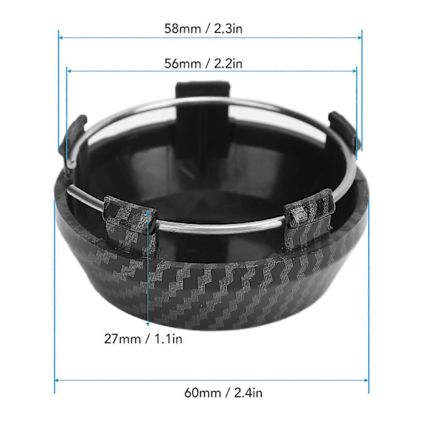 4 st 60mm Navkapslar i Kolfiberstil Däckfälg Navkapslar Skydd Universell Passform för Fordon