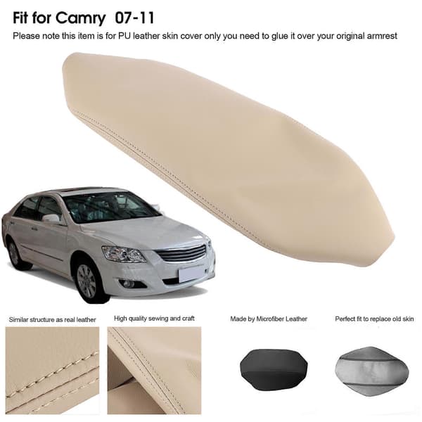Mittkonsollskydd i PU-läder, mjukt armstödsskydd, passar Camry 2007-2011 Beige