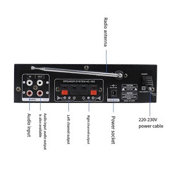 BT-309A Bluetooth 5.0 Vahvistin Kaiuttimille 2.0 Kanavainen Auton Audio Tehovahvistin Basso HIFI Musiikkisoitin EU Pistoke