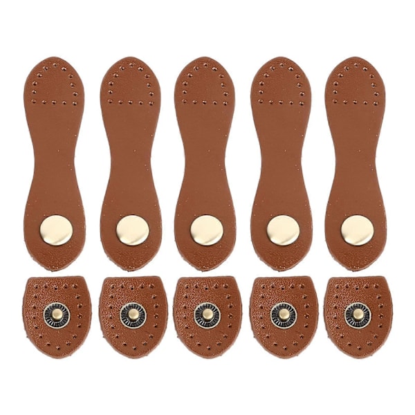5 Sett Lær Snap Spenner Myk Slitesterk DIY Søm Lær Tab Lukking for Håndvesker Skuldervesker Lommebøker Lys Brun Antikk Messing Tilbehør