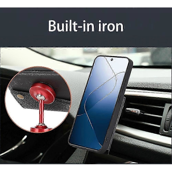 För Xiaomi 14 Fodral Kort Hållare PU Läderbelagd TPU Ställ Telefon Skal s20241212820 Style E
