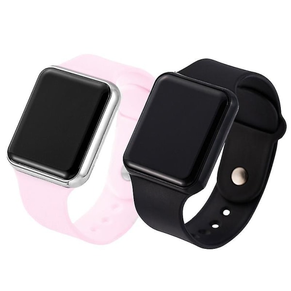 2 st digital klocka par sportklocka pink Black