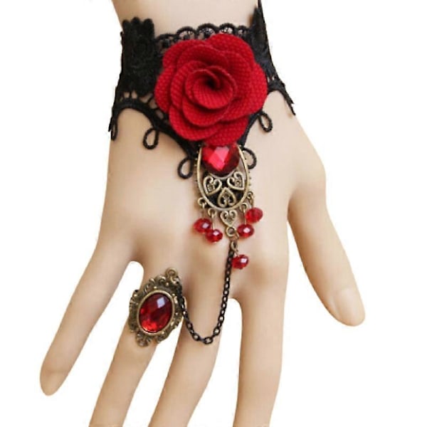 Unikt Handsele Armband Elegant Rosdekor Svart
