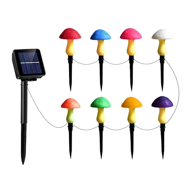 Solcellehavelampe med revnet svamp, 8 farver, hukommelsesfunktion, nem installation, vandtæt solcellelampe til sti, plænedekoration