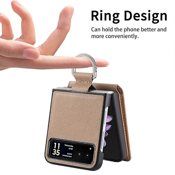 Läderfodral med Litchi-textur för Motorola Razr 40 Khaki