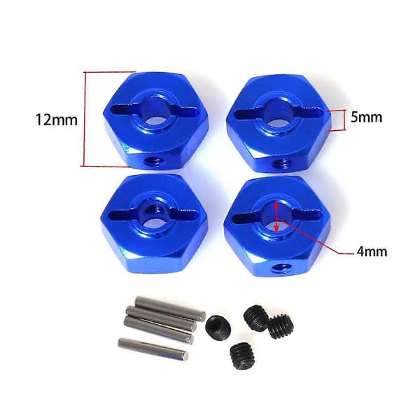 RC Bil Opgraderings Adapter Hexagon 12mm Kit til 1/18 Mini Børstet RC Bil Opgraderingsdele Blå