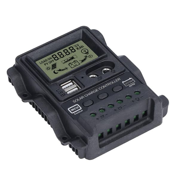 Dual USB Solar Opladningscontroller ABS LCD Display PWM Opladningscontrollere Lysstyring 12V24V30A 390W 780W