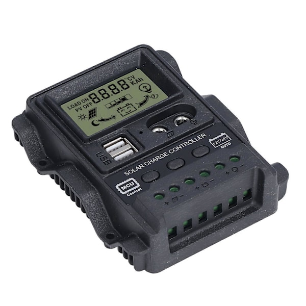 Dubbel USB Solcellsladdningsregulator ABS LCD-Display PWM Laddningsregulatorer Ljuskontroll 12V24V30A 390W 780W