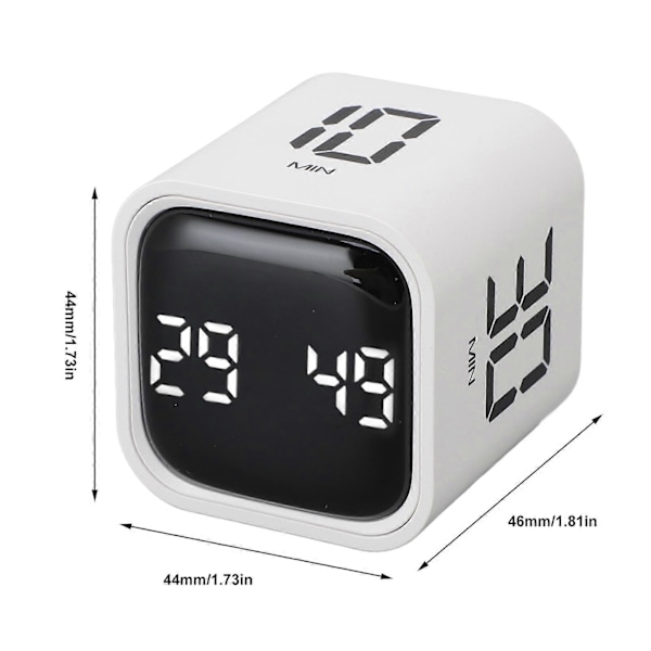 Gravity Timer Professionel Lydløs Digital Cube Timer til Tidsstyring til Arbejde Studie Køkken Møde Hvid