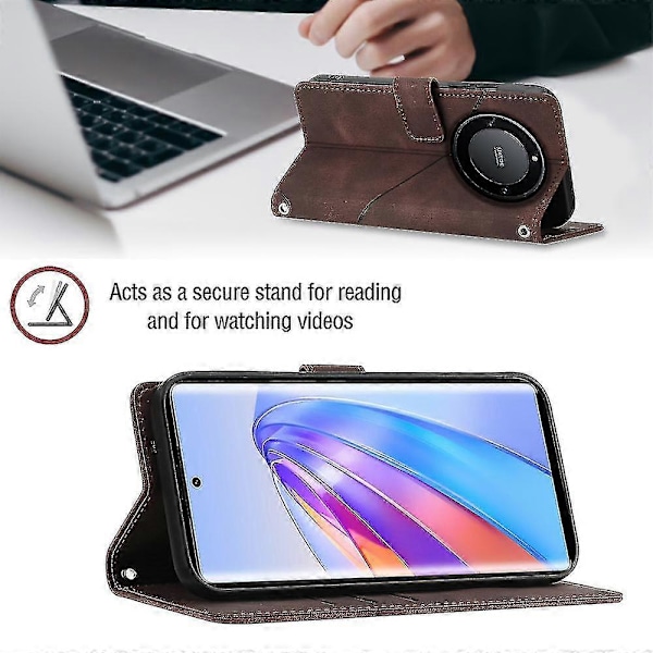 For Honor Magic 5 Lite 5g /x9a 5g/x40 5g Telefon Cover Flip Stand Læder Wallet Stødsikkert Cover Brown