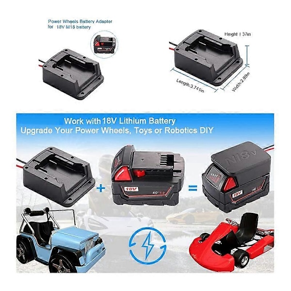 Til 18V batteriadapter strømkildebeslag med ledninger, batterikonverterstik til adapter