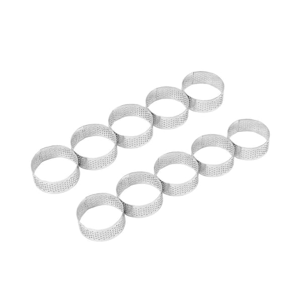 10-pakning 5 cm tertering i rustfritt stål, varmebestandig perforert kakemoussering, rund ring til baking