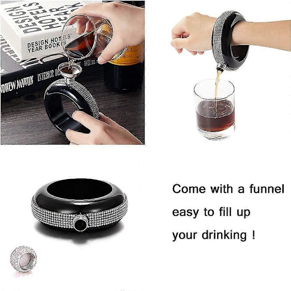 Armbåndsflaske Armbåndsflasker Kreativt Rustfritt Stål Og Lommeflaske diamondblack
