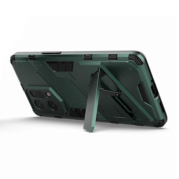 För Oppo Find X5 Välskyddat Anti-repa Hårt PC + Mjukt TPU Mobiltelefonfodral Ställskydd Green