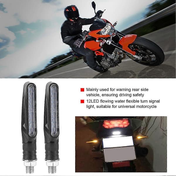 1 Par 12LED Universal Motorcykel Flydende Vand Blinklys Indikator