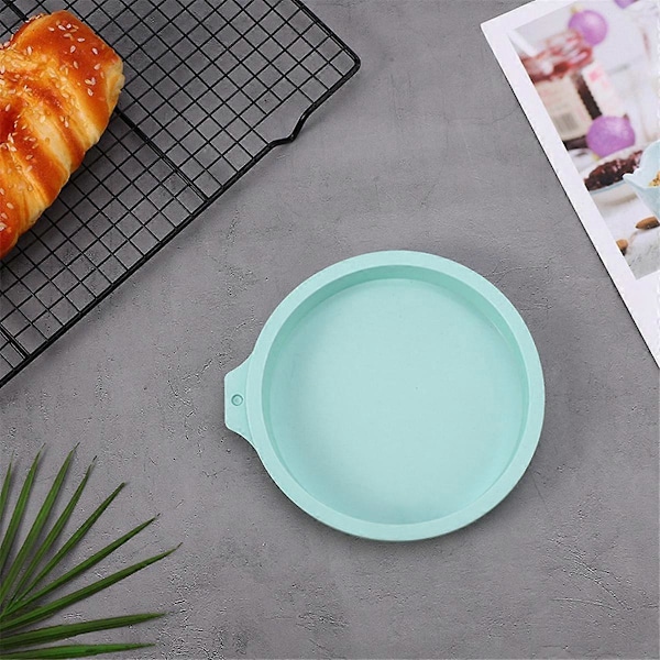 4 st Silikon Bakform Rund Tårtform Set Silikon Bakform för Bakning Regnbågstårta och Mousse, Blå, 4 Tum