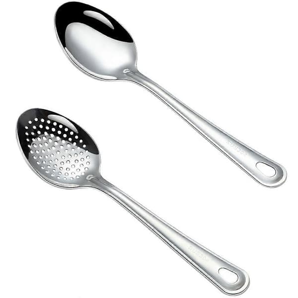 2 st Långskaftad Hålsked Bärbar Hålslev i Rostfritt Stål Serveringssked Buffétillbehör