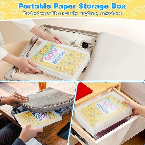 4-pack A4 Arkivbox Pappersförvaring Dokumenthållare för Tidskrifter, Kontors- och Skolmaterial