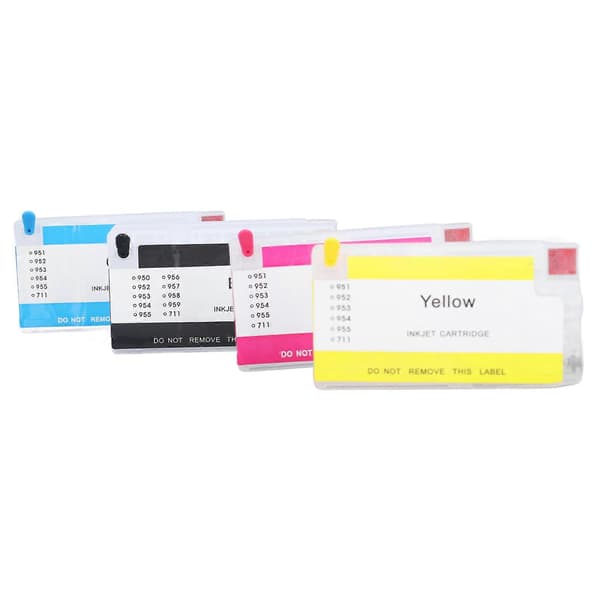 4 Farver Blækpatron med Permanent Chip Genopfyldelig Blækboks Udskiftning Printertilbehør til HP 711 BK C M Y