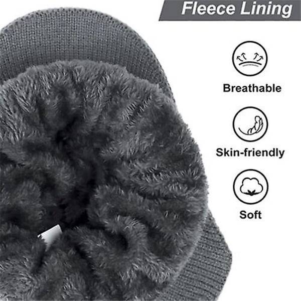 Vintermössa för män, tjock, vindtät solskärmsmössa, varm stickad mössa med öronlappar för utomhusbruk, baseballkeps för män Khaki Without Plush Lining
