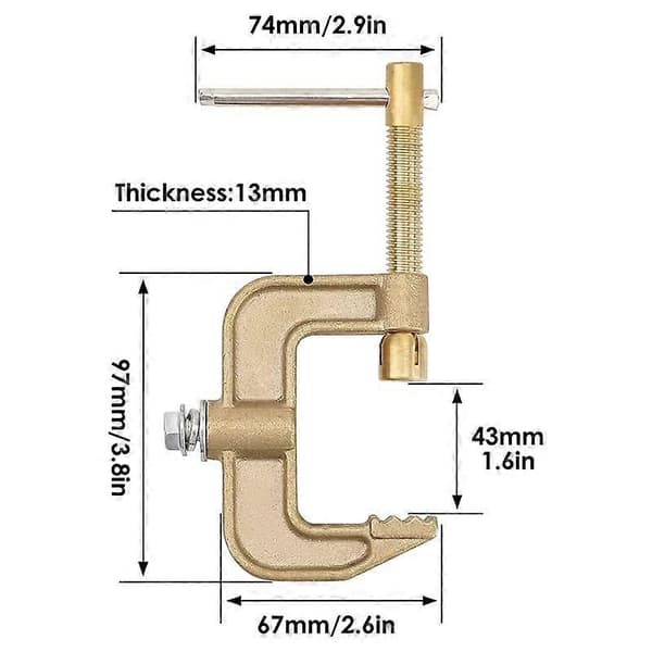 Svetsjordklämma, 500A Ström G-Typ Solid Mässing Jordklämma, 43mm Bredd för Tig Mig Svetsare