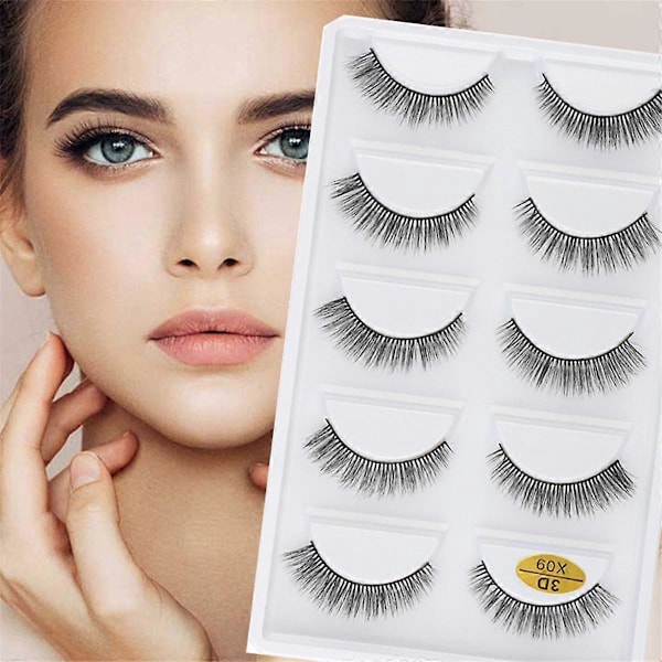 3DX-02 5 Par Naturlige Bløde 3D Kunstige Øjenvipper Håndlavede Falske Øjenvipper Faux Cils Makeup
