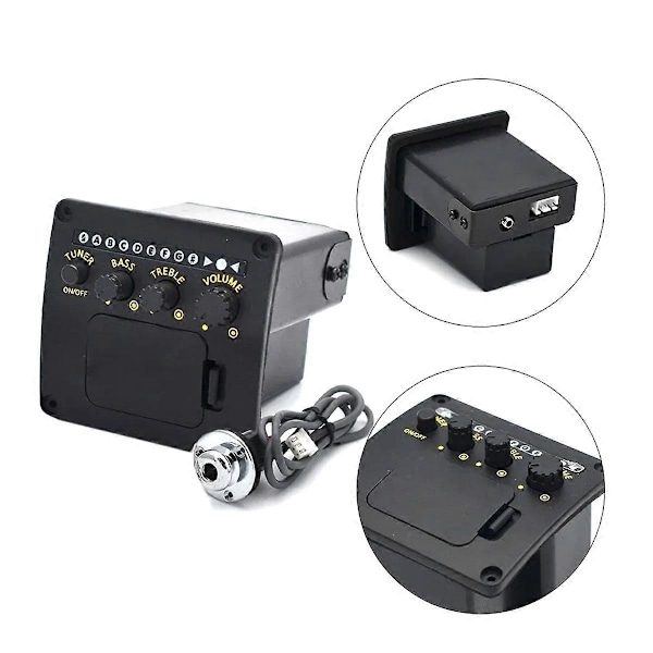 Professionell Akustisk Gitarr Preamp EQ Stämapparat Pickup Gitarr Pickups Preamp Stämapparat Piezo Pickup Equalizer Gitarrtillbehör