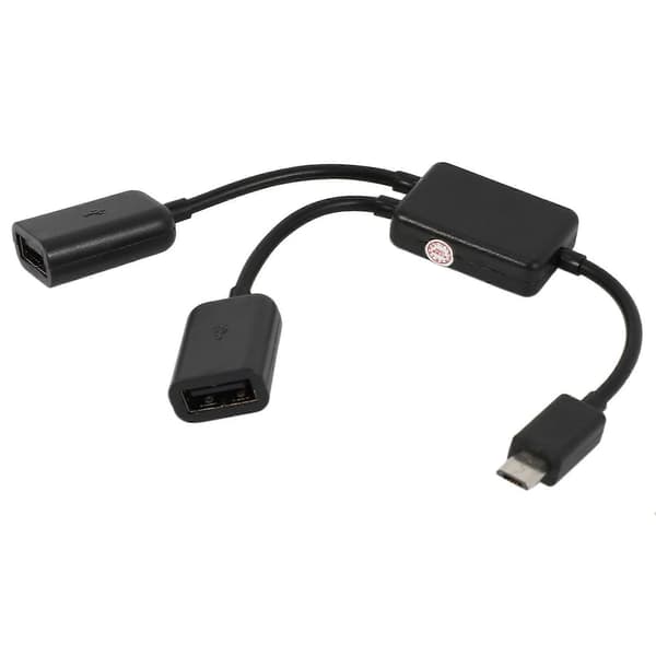 Micro-USB-isäntäkaapeli, Micro-USB-uros - 2X Type A Dual USB -naaras OTG-sovitinmuunnin Andr:lle