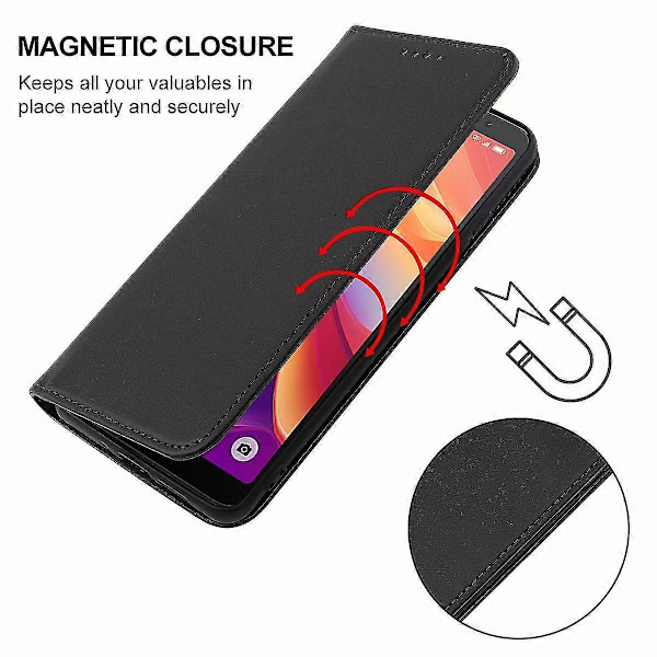 Magnetisk Lærveske For TCL 501 Black