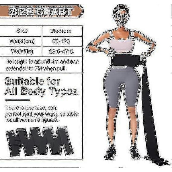 Midjetränare för kvinnor Snatch Bandage Mage Svett Wrap Plus Size Tränings Midjetrimmer för Gym Sport 3M