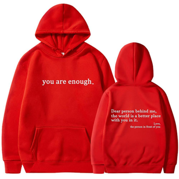Hoodie med Känguruficka 'Dear Person Behind Me' - Vintage Estetisk Hoodie med Text på Ryggen Unisex Trendiga Hoodies 4 XXXL
