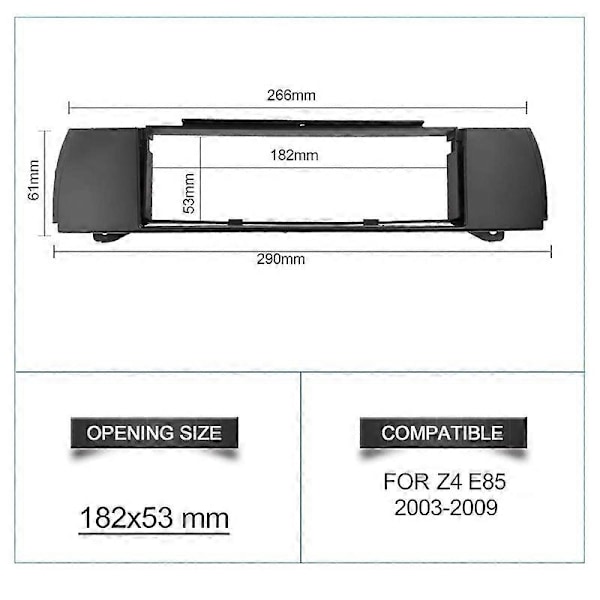 Bilradio Fascia Stereo Panel Plade Til Z4 (E85) 2003-2009 Ramme Dash Kit