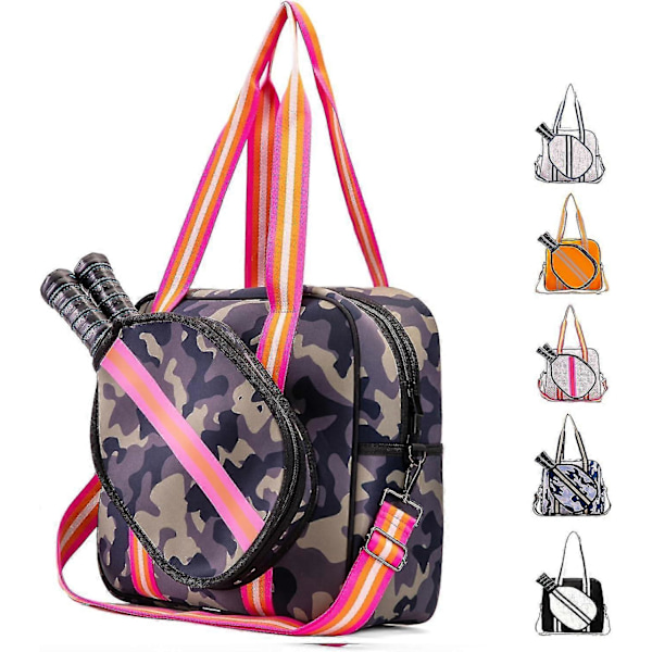 Crossbody Sling Pickleball Bag Tote, Pickleballvesker for kvinner og menn, Pickleballvesker for damer Jungle Camouflage
