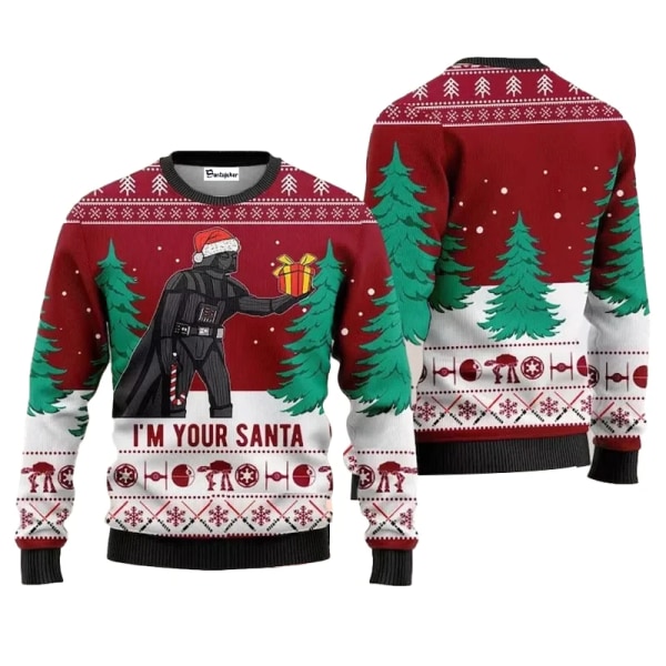 Santa Darth Vader Jul Ugly Sweater Star Wars The Mandalorian Men Pullover Kläder Höst Vinter Dam Sweatshirt style 4 L