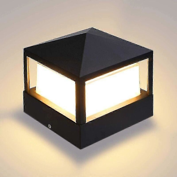 Stolplampa Pillar Gate Lamp Utomhuslampa Kolumnlampa Villa Ip65 Vattentät Aluminium Trädgård Landskap Gräsmatta Grind Staket Entré Ljus, Varmvit