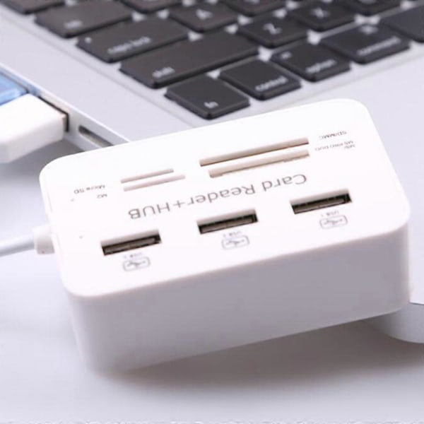 USB 2.0 Hub 3 Porte med USB Kortlæser Hub 2.0 480Mbps Combo til MS/M2/SD/MMC/TF til PC Laptop