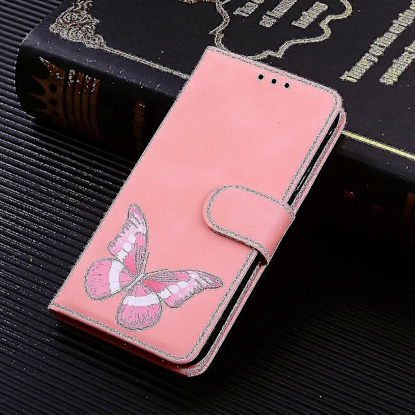 Fodral för Nokia X10/ X20 Fjäril Skydd Premium Läder Magnetisk - Rosa Pink