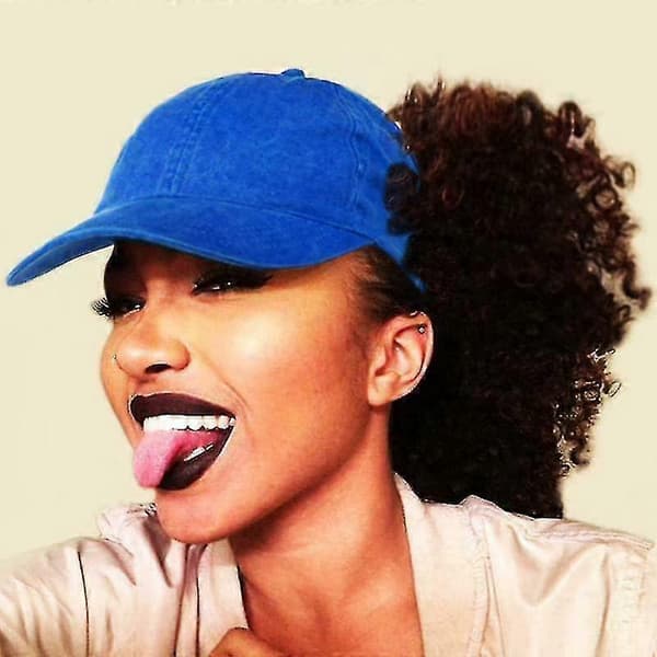 Dam Ponytail Keps Baseball Visir Keps Rygglös Rufsigt Lockig Hårknut Hatt För Sommar Blue