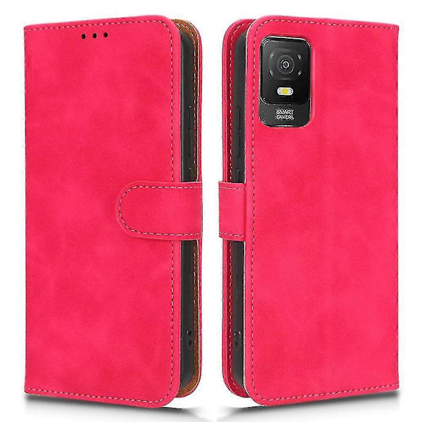 Tcl 403 -puhelin kotelo jalustalla lompakko iskunkestävä TPU+PU-nahkainen puhelinkuori Rose