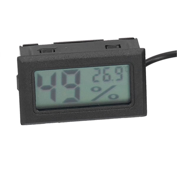 Temperatur Fugtighedsmåler Sort Mini Indendørs LCD Termometer Hygrometer med Probe