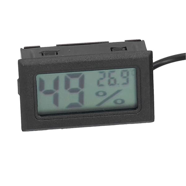 Temperatur- og fuktighetsmåler Svart Mini Innendørs LCD Termometer Hygrometer med Probe