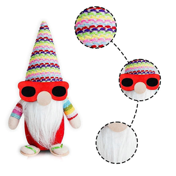 Sommergnomer Plysj, Håndlagde Strandgnomer Dekorasjon for Hjemmet Svensk Tomte Skandinavisk for Gårdshus Trappehylle Dekor